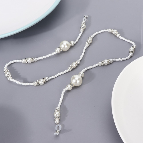 Cadena De Anteojos Elegante Cordón De Perlas Artificiales F