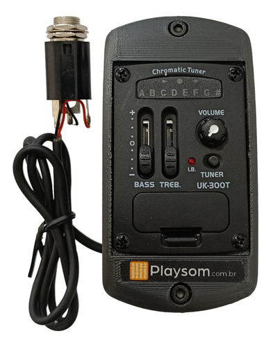 Captador Violão Uk300t + Adaptador Substituição Artec Etn-4 Cor Preto