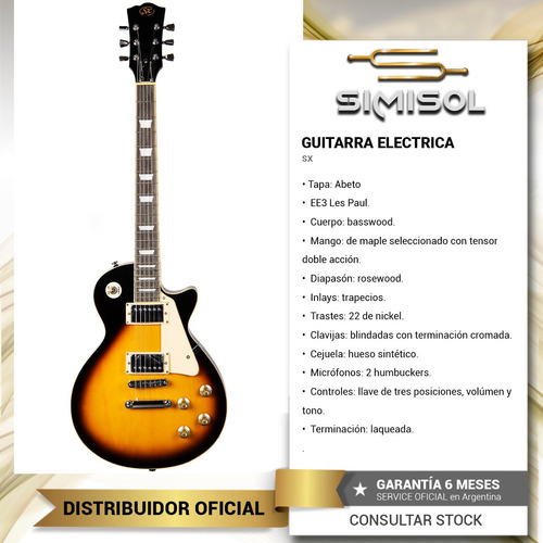 Guitarra Electrica Les Paul Standard Sx Ef3 Humbucker