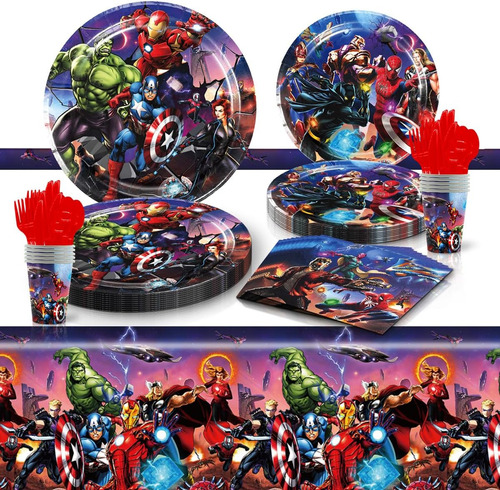 Vajilla Desechable De Carton Avengers 20per Fiesta Cumpleaño