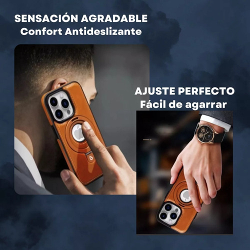 Funda For iPhone Magsafe De Cuero Lujo Con Soporte + Mica
