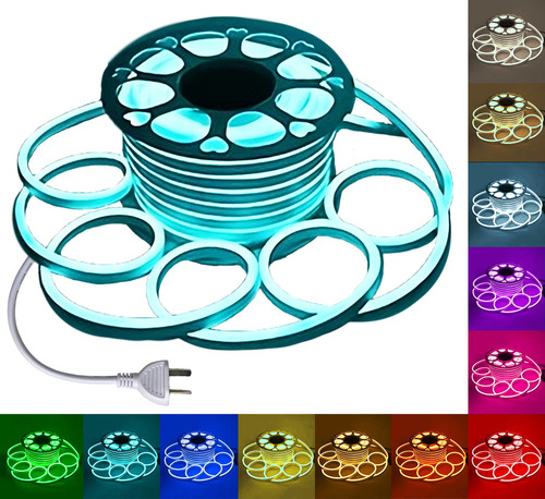 Tira Manguera Luz Led Flexible Neon Exterior 50mts Celeste Veoquiero
