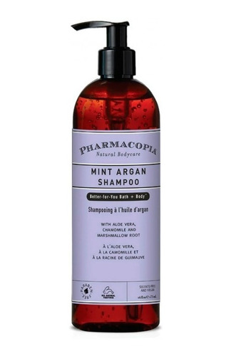  2 Shampoo Vegano 100% Natural Pharmacopia 473ml Menta Argan