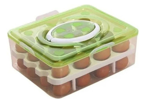 Huevera Contenedor Organizador Para Huevos 32 Unidades Color Verde