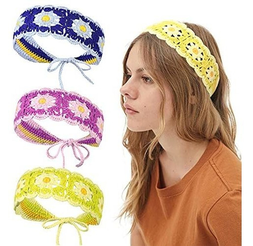 Diademas - 3 Pcs Crochet Headband For Women Handmade Knitted