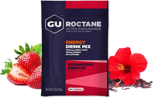 Gu Roctane Energy Drink Mix Energía Aminoacidos Sabor Frutilla Hibiscus (NO Cafeina)