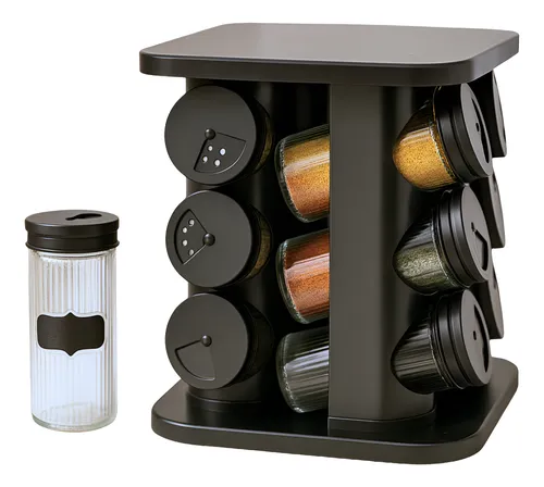 Porta Condimentos Temperos Giratório 12 Potes de Vidro