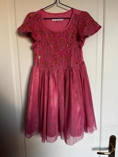 Vestido Rosado De Fiesta Niña Talla 6, Como Nuevo, Poco Uso