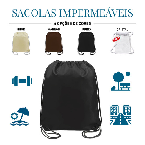 Bolsa Mochila Sacola Academia Impermeável Forrada Compacta