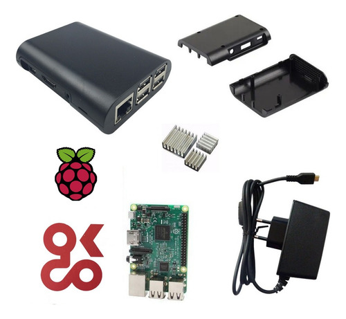 Kit Raspberry Pi3 Model B +fonte  + Case+ Dissipador