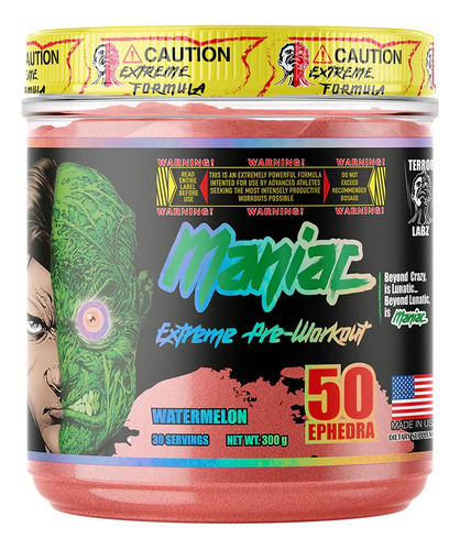 Terror Labz Maniac Pre Entreno 300 Gr 30 Serv Extremo 