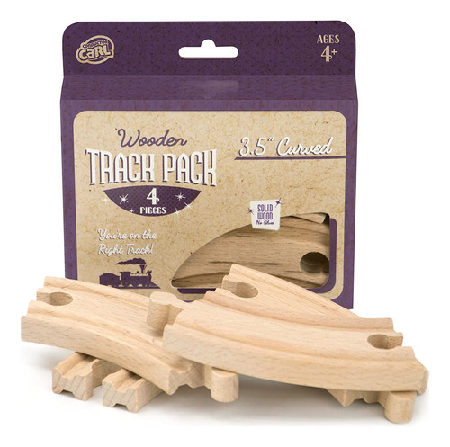 Cuatro (4) Pcs De 3.5 Inch Curvo Tren De Madera Tracks Compa