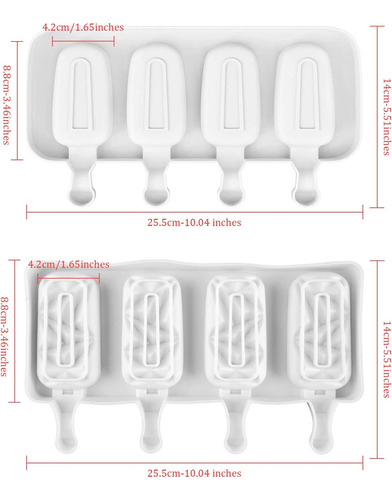Molde De Helado Casero Molde Silicona P Helados 4 Cavidades