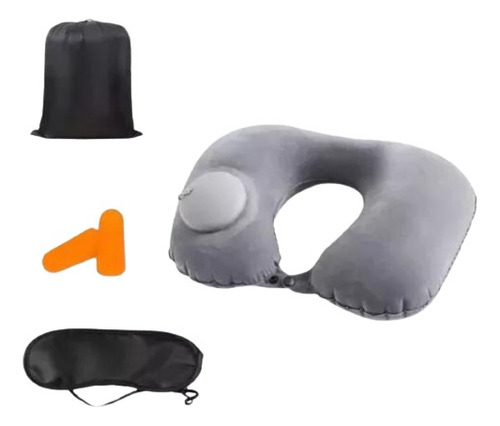 Almohada Inflable Automatica Cuello Cervical + Kit Viajero