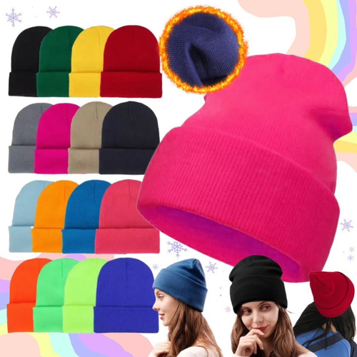 X3 Gorro Lana Beanie Rocky Colores Liso Unisex Invierno Frio