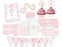 Comprar Kit Imprimible Elefante Nena Solo Textos Editables!!