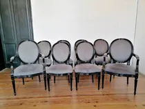 Comprar Sillas Y Sillon Oval Luis Xvi Juego X8 Laqueado Negro