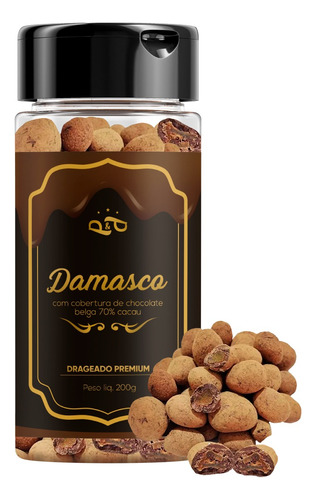 Drageado Damasco Com Chocolate Belga 70% 200g Dragee P&p