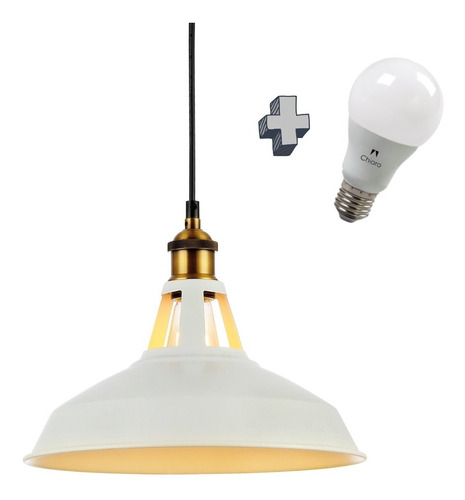 Lampara Led + Campana Colgante Blanca Bronc Galponera Chiaro