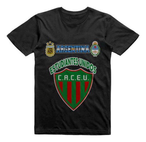 Remera Algodon Negra Estudiantes Unidos Vera Santa Fe