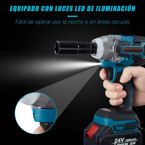 Juego De Llave De Impacto Inalámbrico De 24 V Con 2 Batería