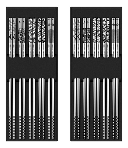 10 Pares Palillos Metal Palillos Acero Inoxidable 304 Seguro