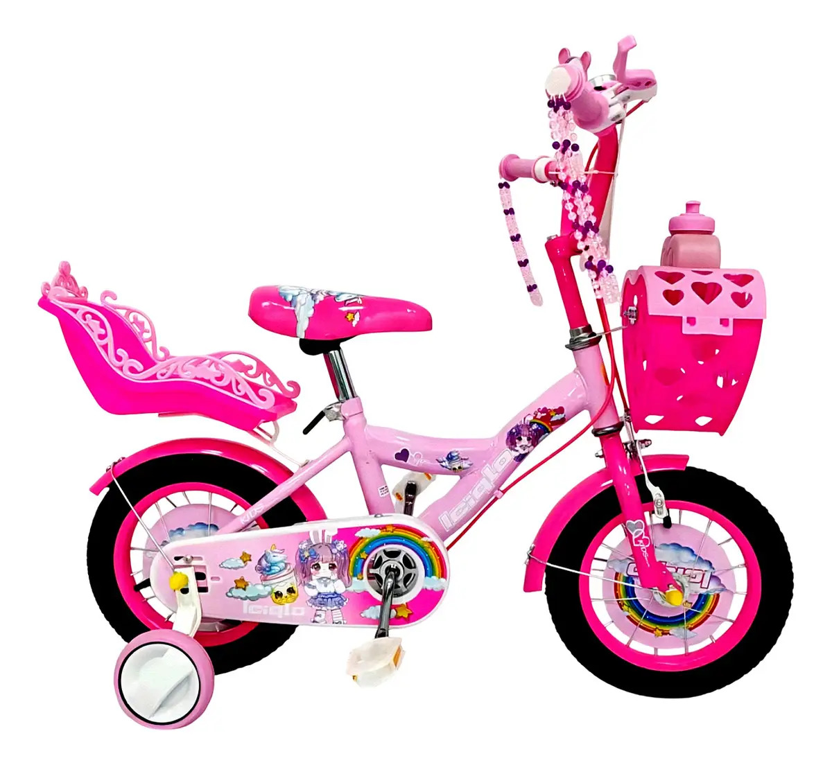 Bicicleta Infantil Niñas R-16 Portamuñecas Ruedas Auxiliares Color Rosa Tamaño del cuadro 16