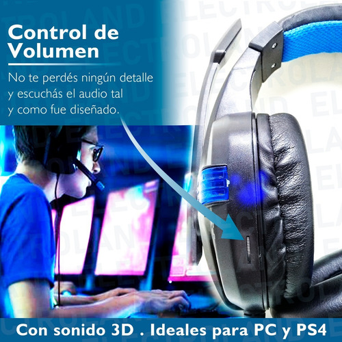 Imagen 6 de 10 de Auricular Gamer Micrófono Luz Led Sonido Hq Pc Playstation 4