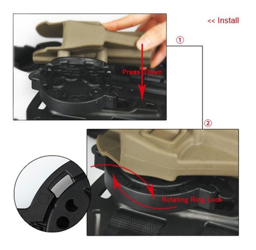 Imagen 4 de 8 de Adaptador De Liberación Rápida Para Holster Serpa Black Hawk