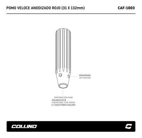 Pomo Palanca Cambios Selectora Aluminio Collino Veloce Rojo