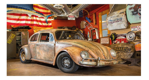 Quadro Canvas Grande Fusca Retro Garage Sala Bar 120x70