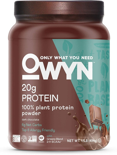 Owyn Proteína Vegetal 1.17 Libras Chocolate Negro Mf Sabor Dark Chocolate