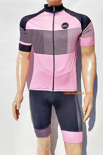 Conjunto Ciclismo Indubike Calza + Camiseta Negro Rosa