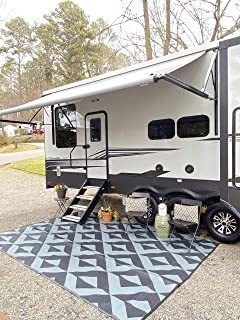 Rv Mat Patio Alfombra Patrón Triángulo Geométrico 9x12 Negro