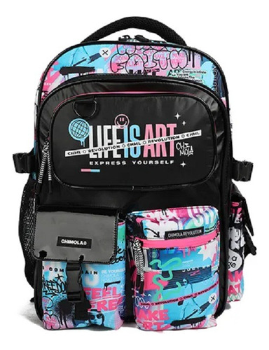 Chimola Mochila Espalda Multibolsillo Art Life Rosa 17p Tr94 Diseño de la tela Art Life Pink