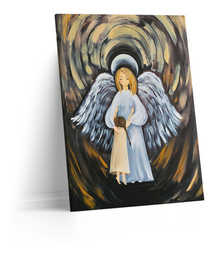 Cuadro Lienzo Canvas 50x60cm Pintura Angel De Guarda Oleo