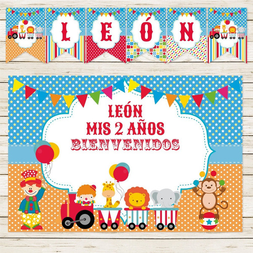 Mini Kit Imprimible Circo Tren Payaso Colorido Animales
