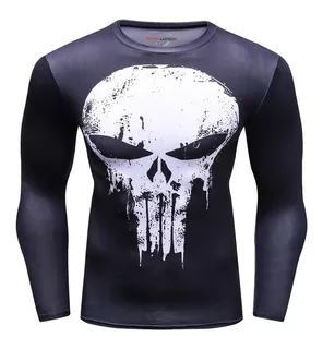 Playera Compresión Gym The Punisher Manga Larga