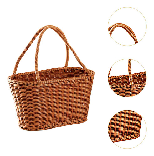 Cesta Tejida Con Asas, Cesta De La Compra, Cesta 30x15x17 Cm