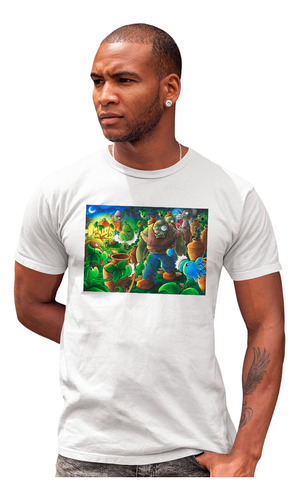 Playera Blanca Cleen Exclusiva De Plantas Vs Zombies