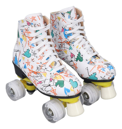 Patines De Ruedas De 4 Ruedas De Doble Hilera, Color Blanco