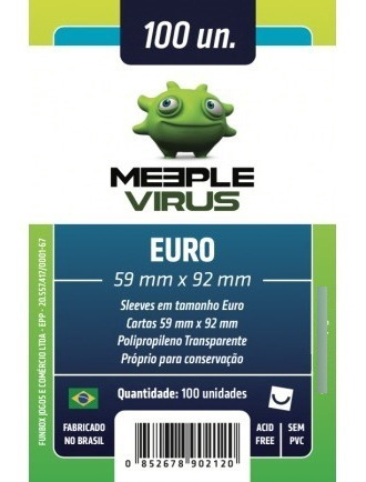 Sleeves Meeple Virus Euro 59 X 92 Mm Pacote C/100