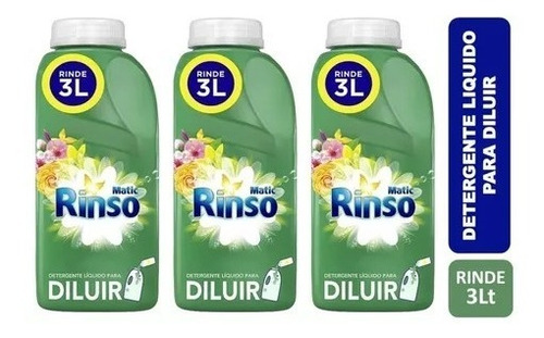 Pack X 3 Rinso Detergente Líquido Diluir 500ml Rinde 3lt