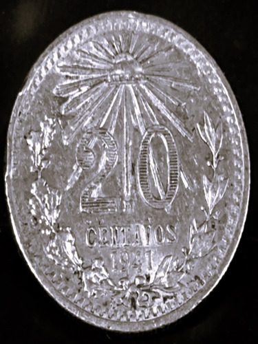 Moneda De 20 Centavos  De 1940 De Plata