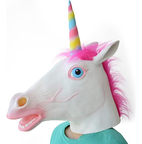 Mascara Unicornio Lujo Para Disfraz Halloween Mascara Cabeza