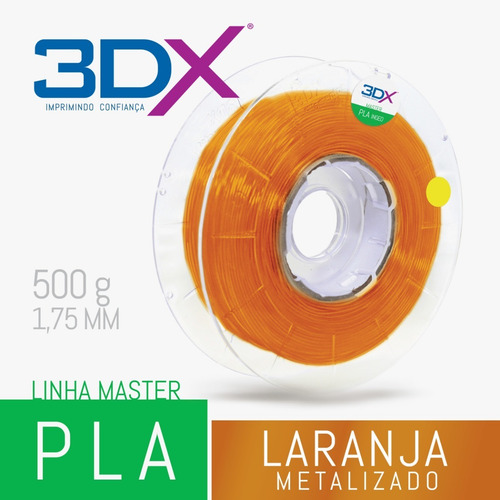 Imagem 2 de 2 de Filamento Pla Laranja Metal 500g 1,75mm 3dx