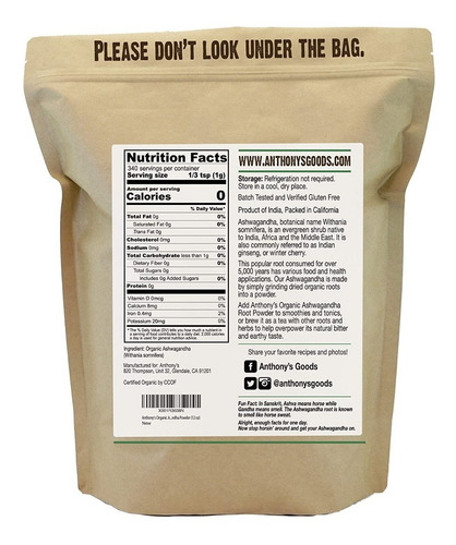 Ashwagandha Orgánica En Polvo