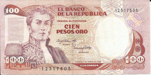 Colombia  100 Pesos Oro 1 De Enero 1983