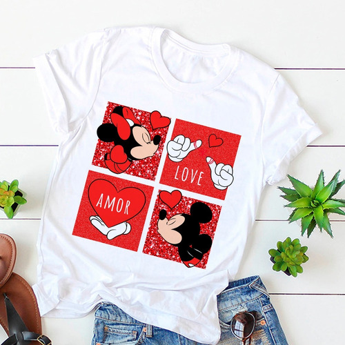 Remera Disney Mickey Minnie Mouse Love Amor Mujer Unisex