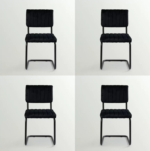 X4 Silla De Oficina Buenos Aires Tapizado Moderno Altorancho Color Negro